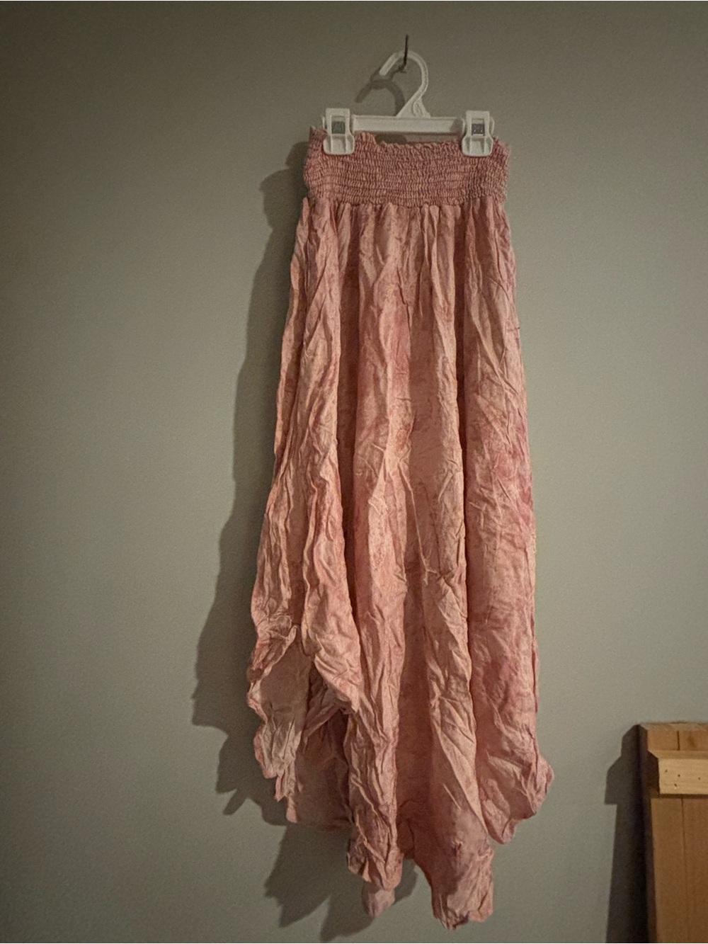Women's Pink Smocked Waist Flowing Maxi Skirt